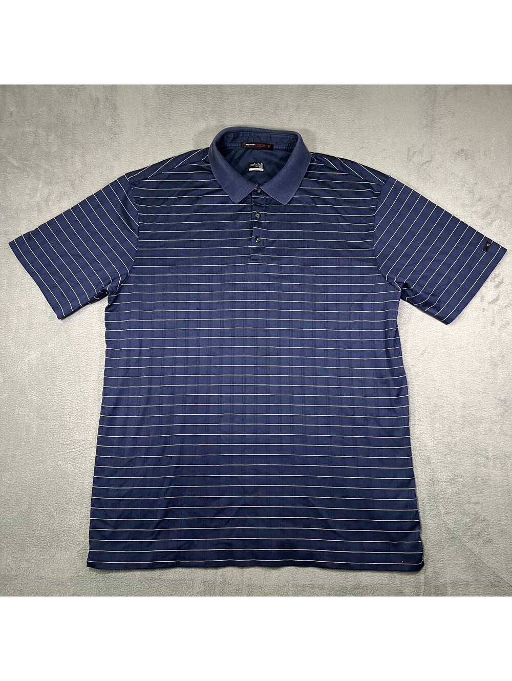 Nike Tiger Woods Shirt Blue Men XL Golf Polo Striped Dri-Fit Short Sleeve Preppy